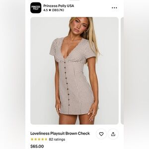 Princess Polly Brown Check Mini Dress